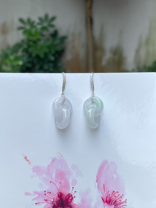 White Jadeite Earrings - Double Hoop (NJE128)