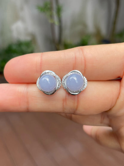 Lavender Jade Ball Earrings (NJE129)