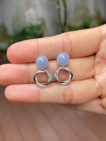 Lavender Jade Ball Earrings (NJE129)