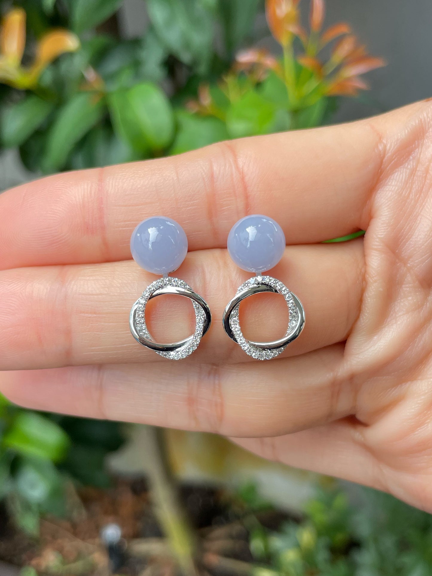 Lavender Jade Ball Earrings (NJE129)