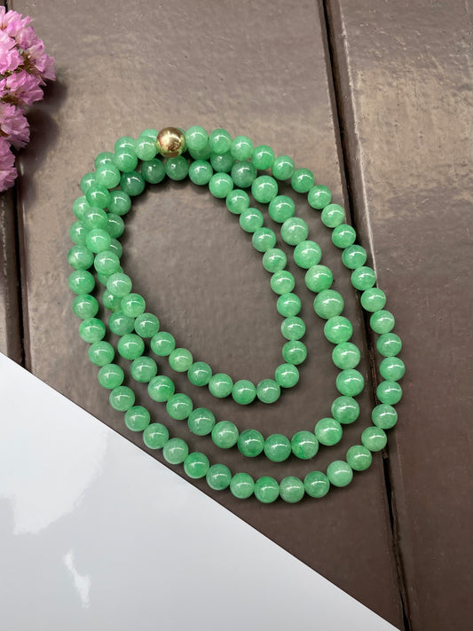 Green Jade Beads Necklace (NJN006)