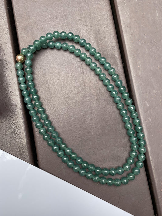 Bluish Green Jade Beads Necklace (NJN008)