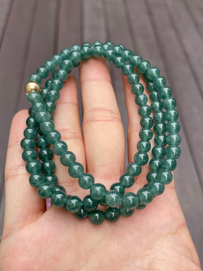 Bluish Green Jade Beads Necklace (NJN008)