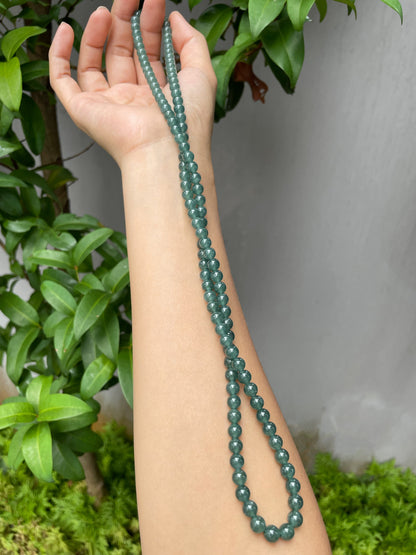 Bluish Green Jade Beads Necklace (NJN008)