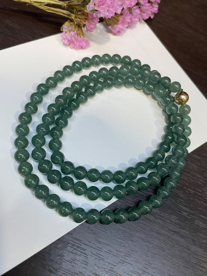 Bluish Green Jade Beads Necklace (NJN008)