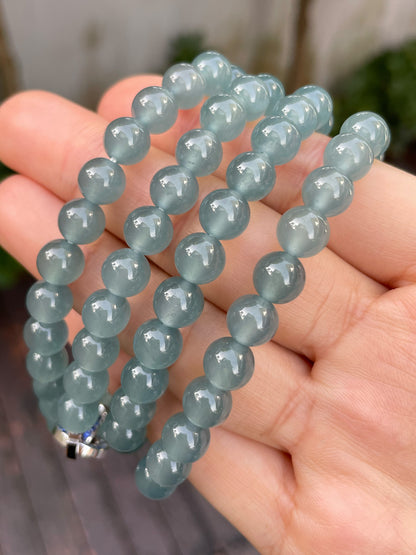 Icy Blue Jade Beads Necklace (NJN018)