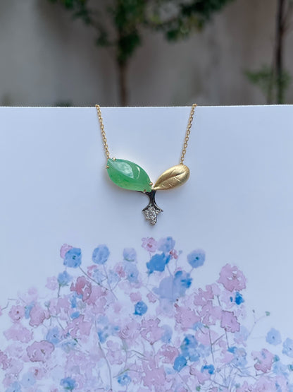 Icy Green Jade Pendant with Necklace (NJN020)