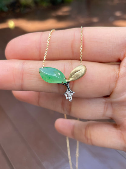 Icy Green Jade Pendant with Necklace (NJN020)