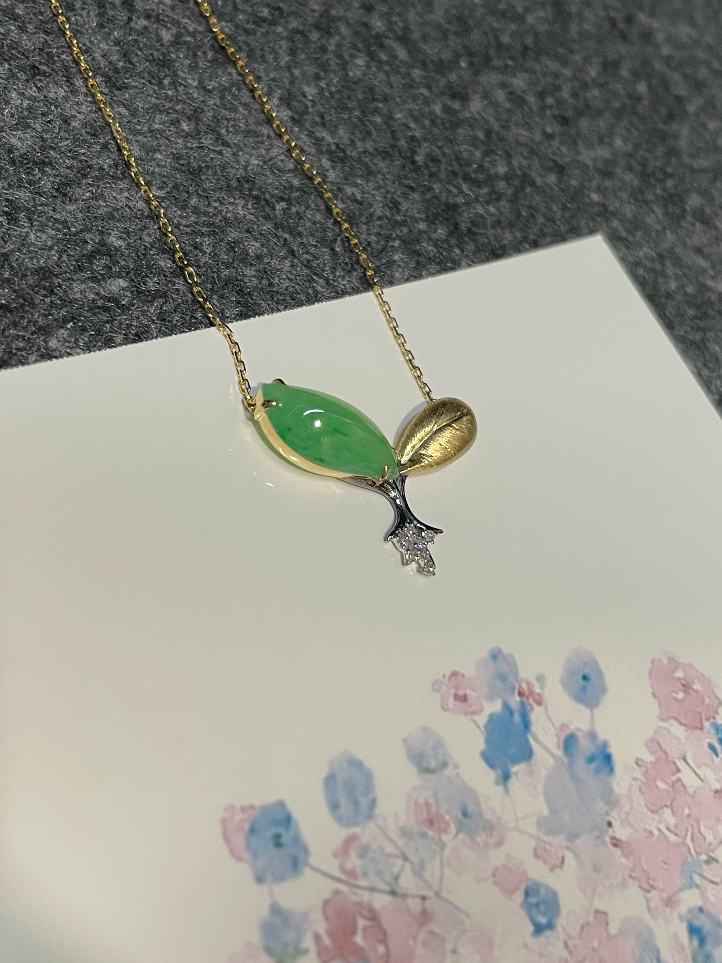 Icy Green Jade Pendant with Necklace (NJN020)