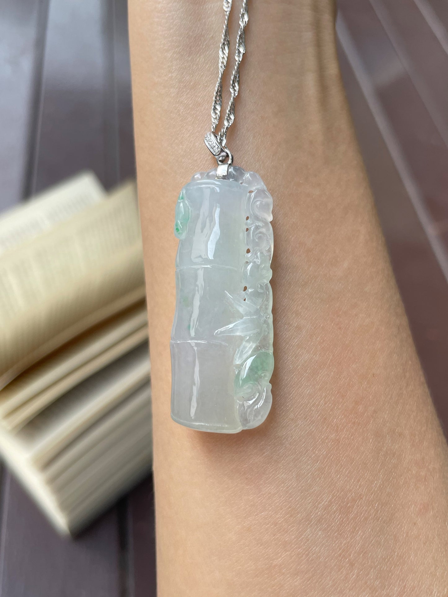 Icy Jadeite Bamboo Pendant (NJP004)