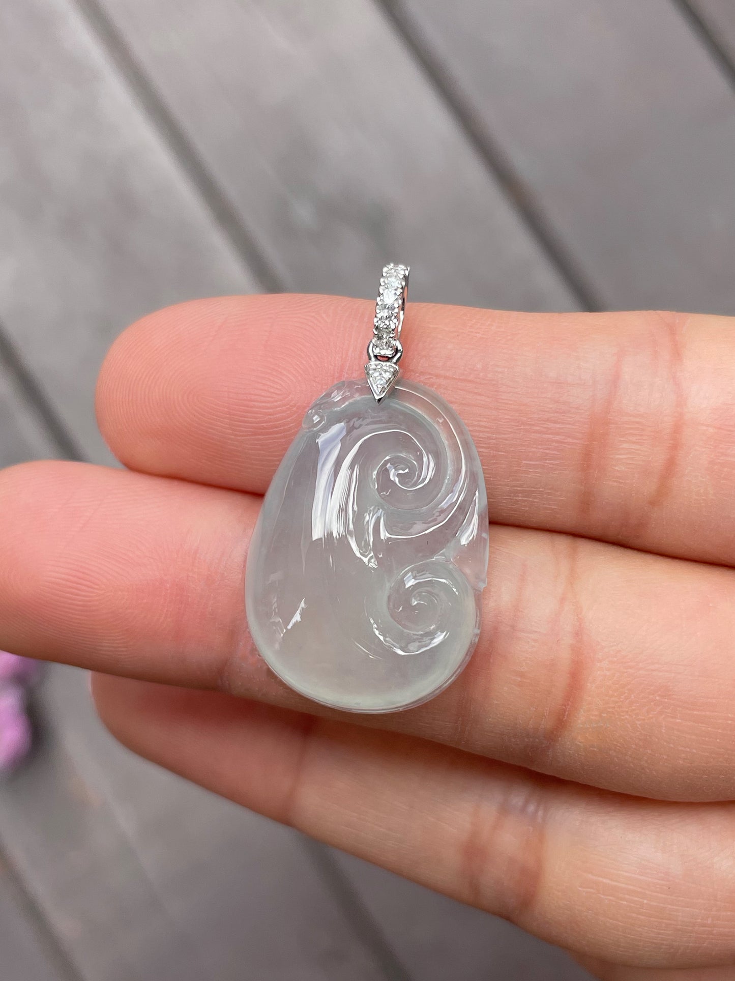 Icy Jadeite Pendant - Ruyi (NJP007)