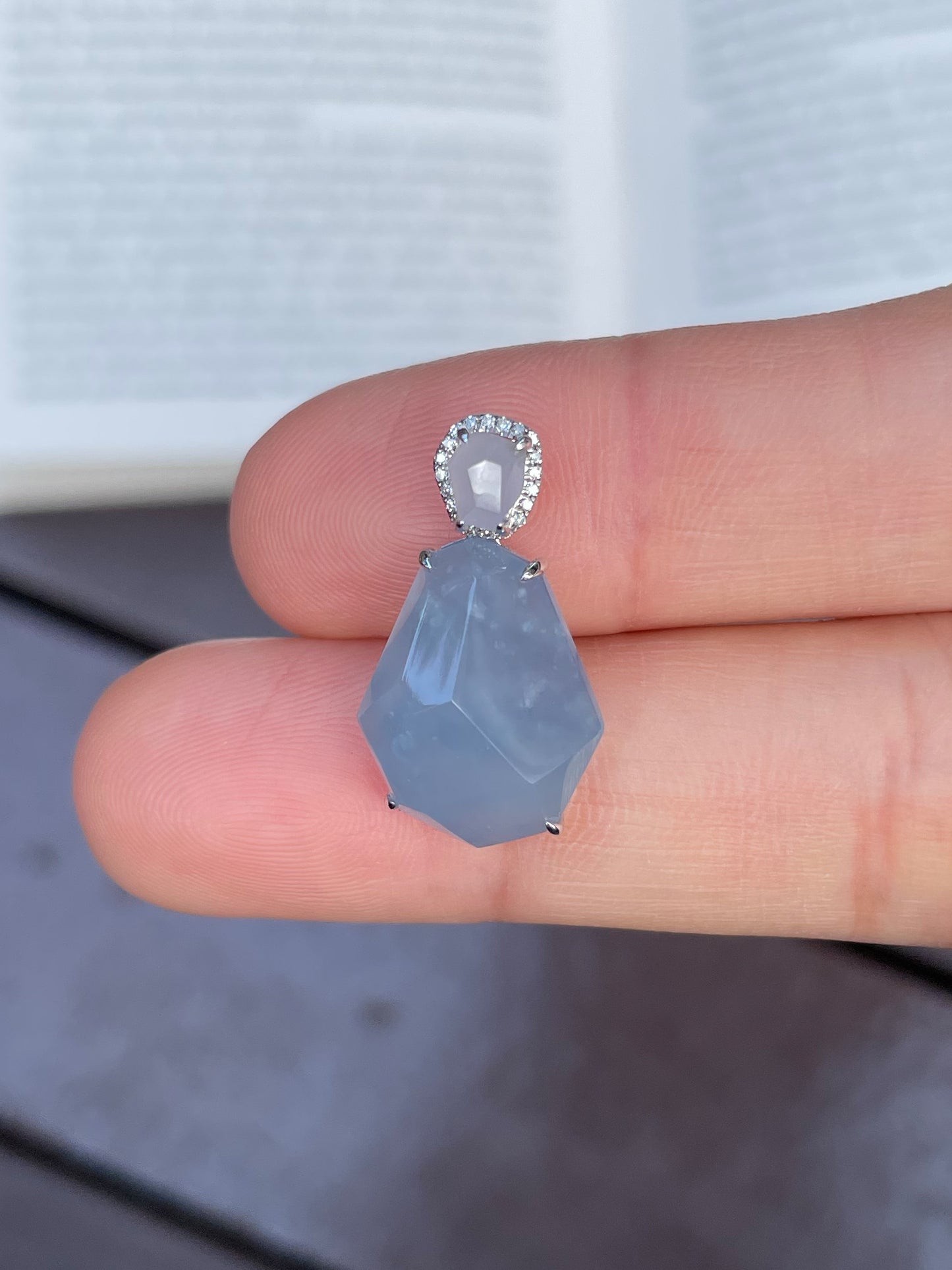 Bluish Lavender Jadeite Pendant - Irregular Shape (NJP008)