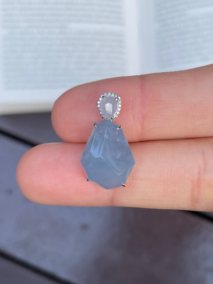 Bluish Lavender Jadeite Pendant - Irregular Shape (NJP008)