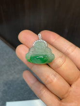 Load image into Gallery viewer, Green Jadeite Pendant - Laughing Buddha 笑佛 (NJP010)

