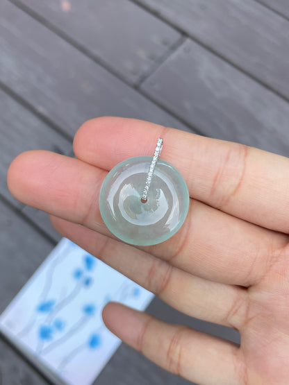 Icy Jadeite Safety Coin Pendant - 平安扣 (NJP012)