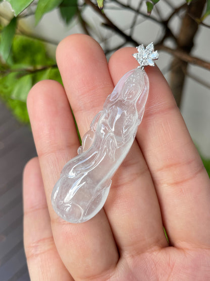Glassy Jadeite Pendant -  Guan Yin 观音 (NJP013)