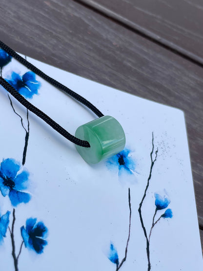 Light Green Jade Barrel Pendant - Lu Lu Tong 路路通 (NJP027)