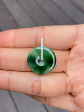 Load image into Gallery viewer, Green Jadeite Safety Coin Pendant - 平安扣 (NJP037)
