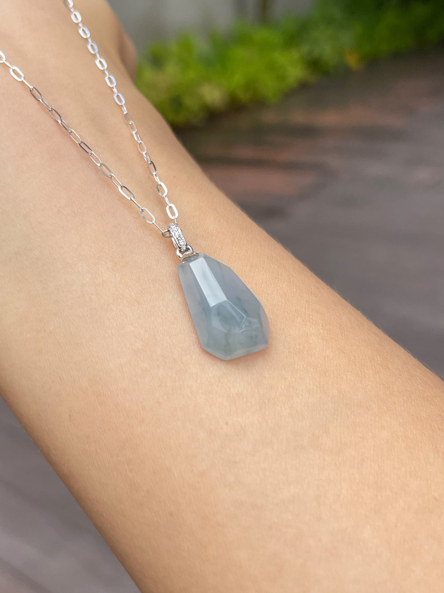 Bluish Lavender Jadeite Pendant - Irregular Shape (NJP039)