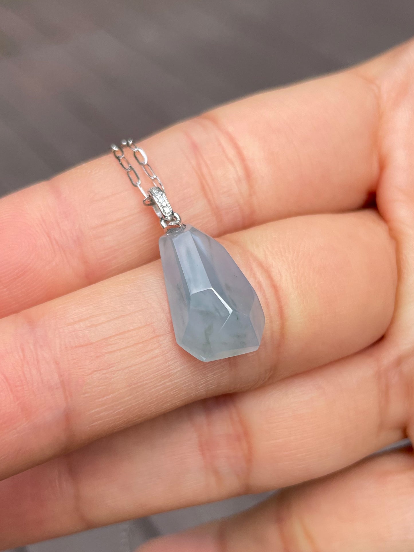 Bluish Lavender Jadeite Pendant - Irregular Shape (NJP039)