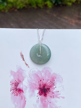 Load image into Gallery viewer, Bluish Green Jadeite Safety Coin Pendant - 平安扣 (NJP046)
