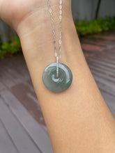 Load image into Gallery viewer, Bluish Green Jadeite Safety Coin Pendant - 平安扣 (NJP046)
