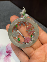 Load image into Gallery viewer, Icy Bluish Flower Jade Pendant (NJP048)
