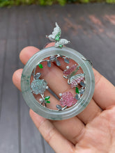 Load image into Gallery viewer, Icy Bluish Flower Jade Pendant (NJP048)
