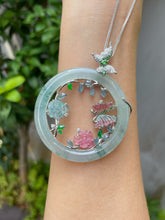 Load image into Gallery viewer, Icy Bluish Flower Jade Pendant (NJP048)
