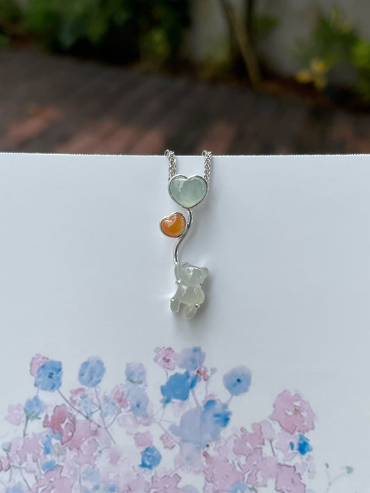 Icy Jade Pendant - Teddy Bear (NJP050)