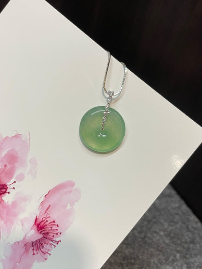 Icy Green Jadeite Safety Coin Pendant (NJP052)