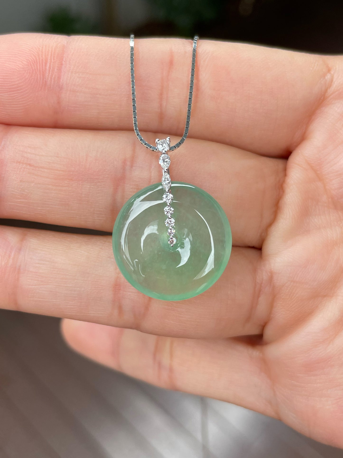 Icy Green Jadeite Safety Coin Pendant (NJP052)