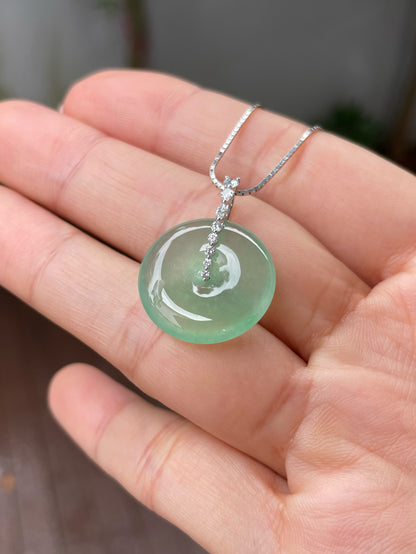 Icy Green Jadeite Safety Coin Pendant (NJP052)