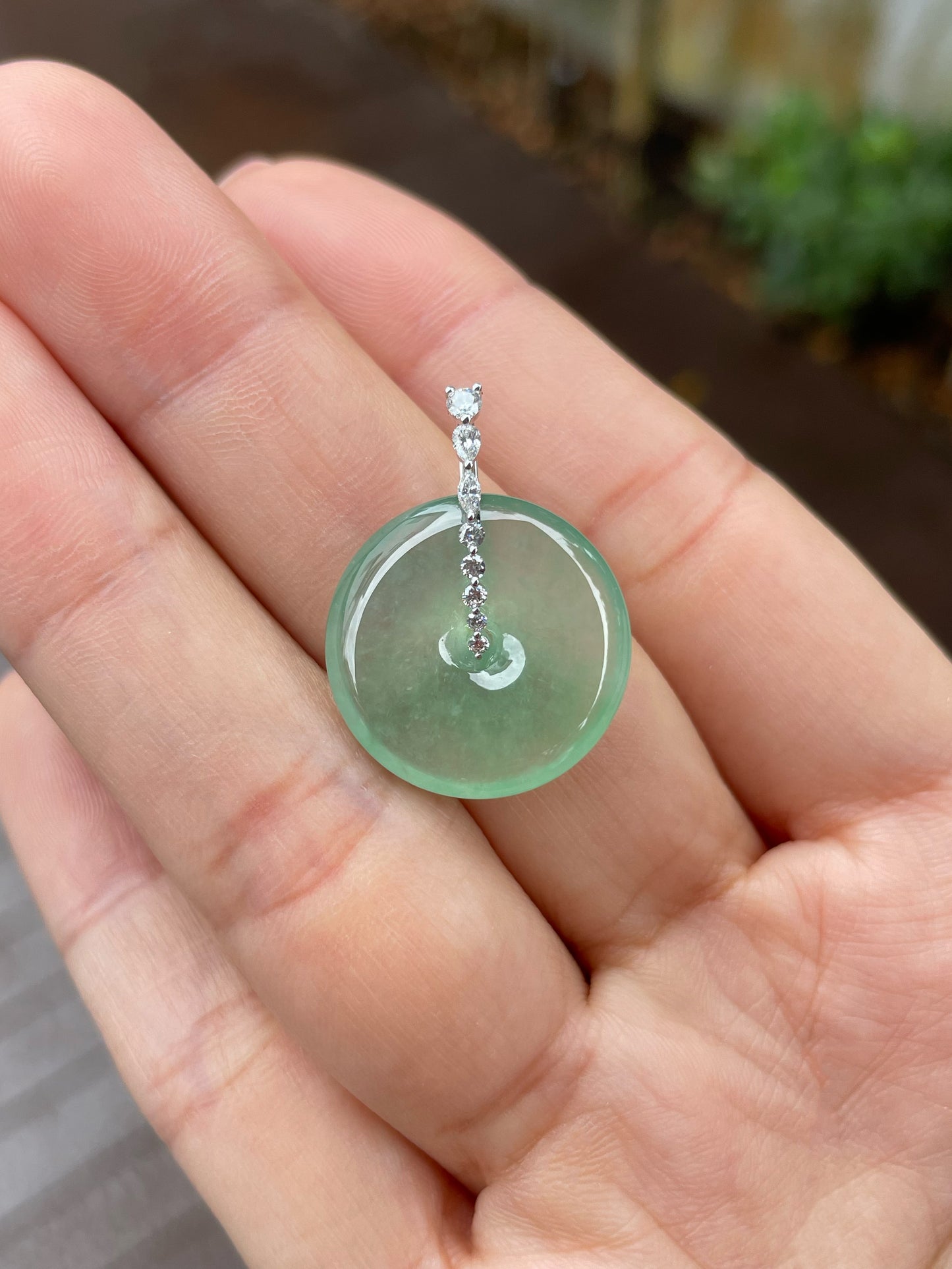 Icy Green Jadeite Safety Coin Pendant (NJP052)