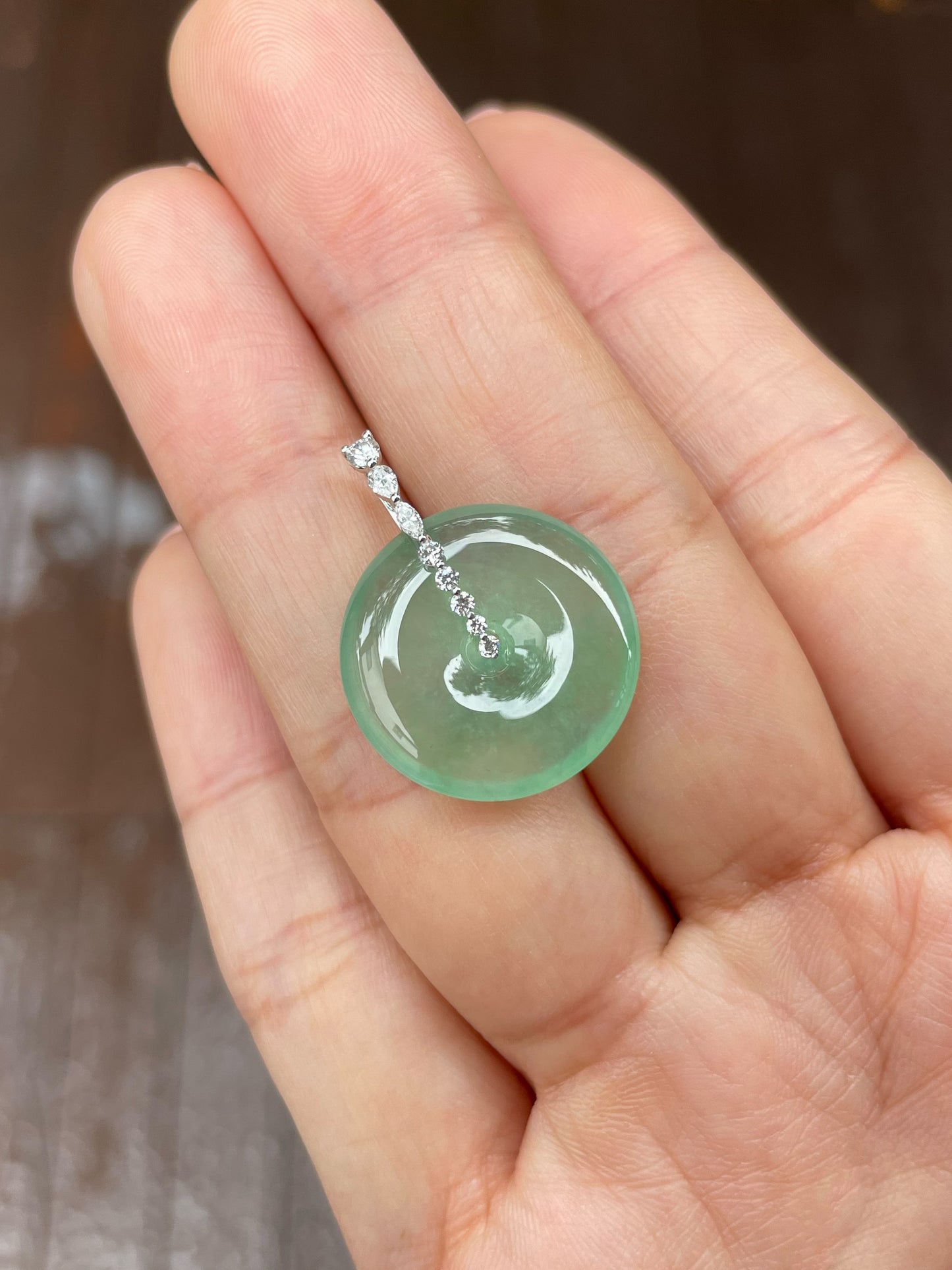 Icy Green Jadeite Safety Coin Pendant (NJP052)