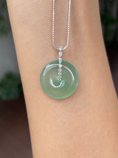 Icy Green Jadeite Safety Coin Pendant (NJP052)