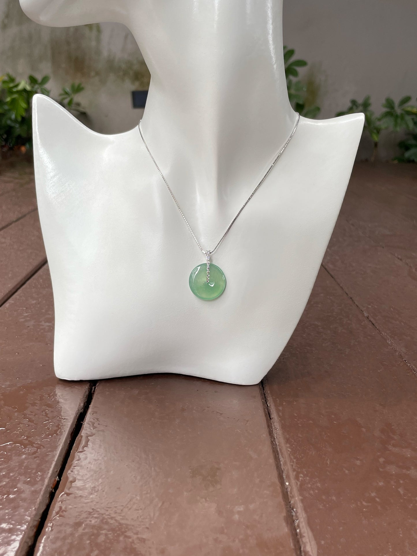 Icy Green Jadeite Safety Coin Pendant (NJP052)