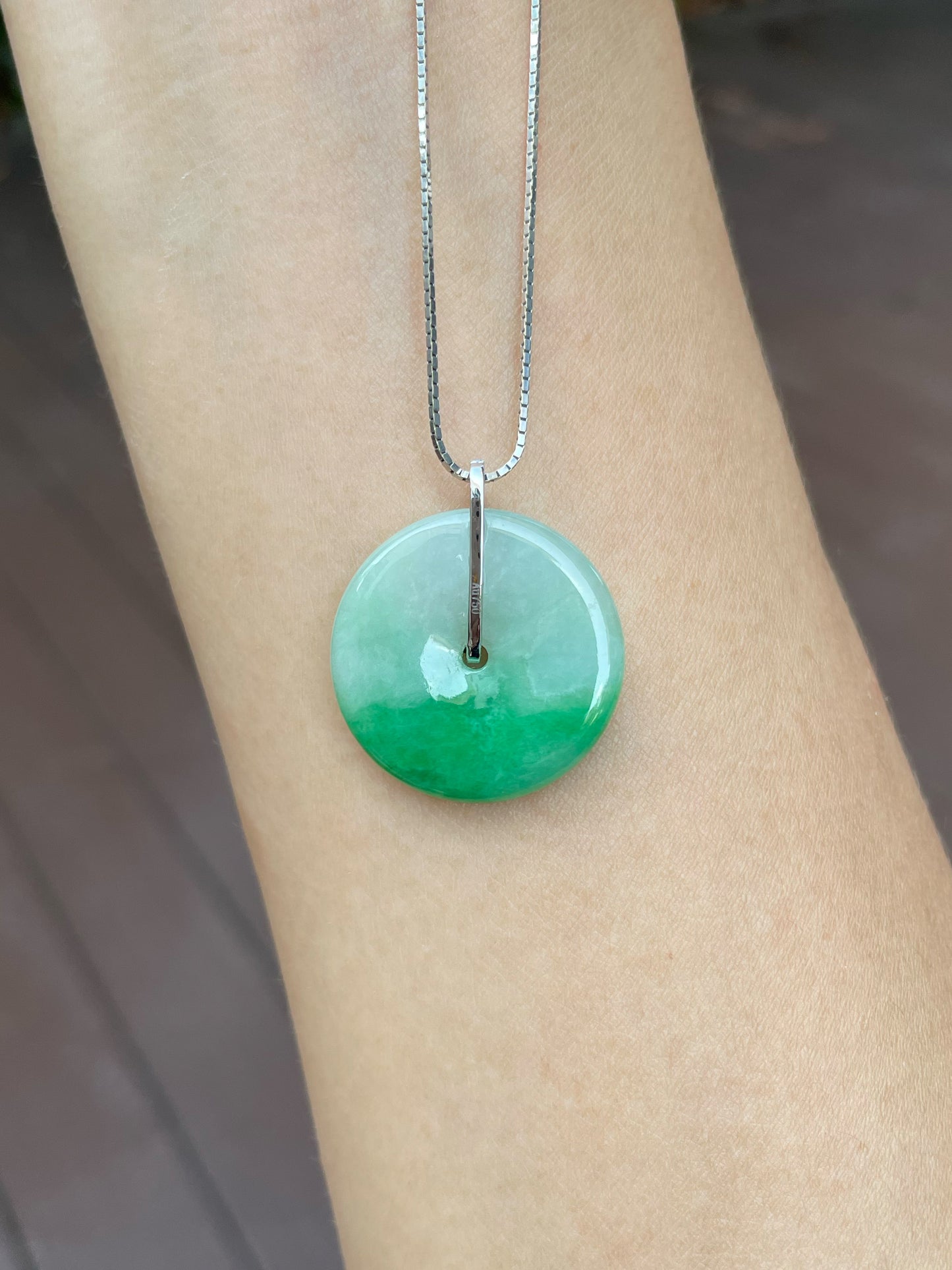 Green Jadeite Safety Coin Pendant - 平安扣 (NJP054)