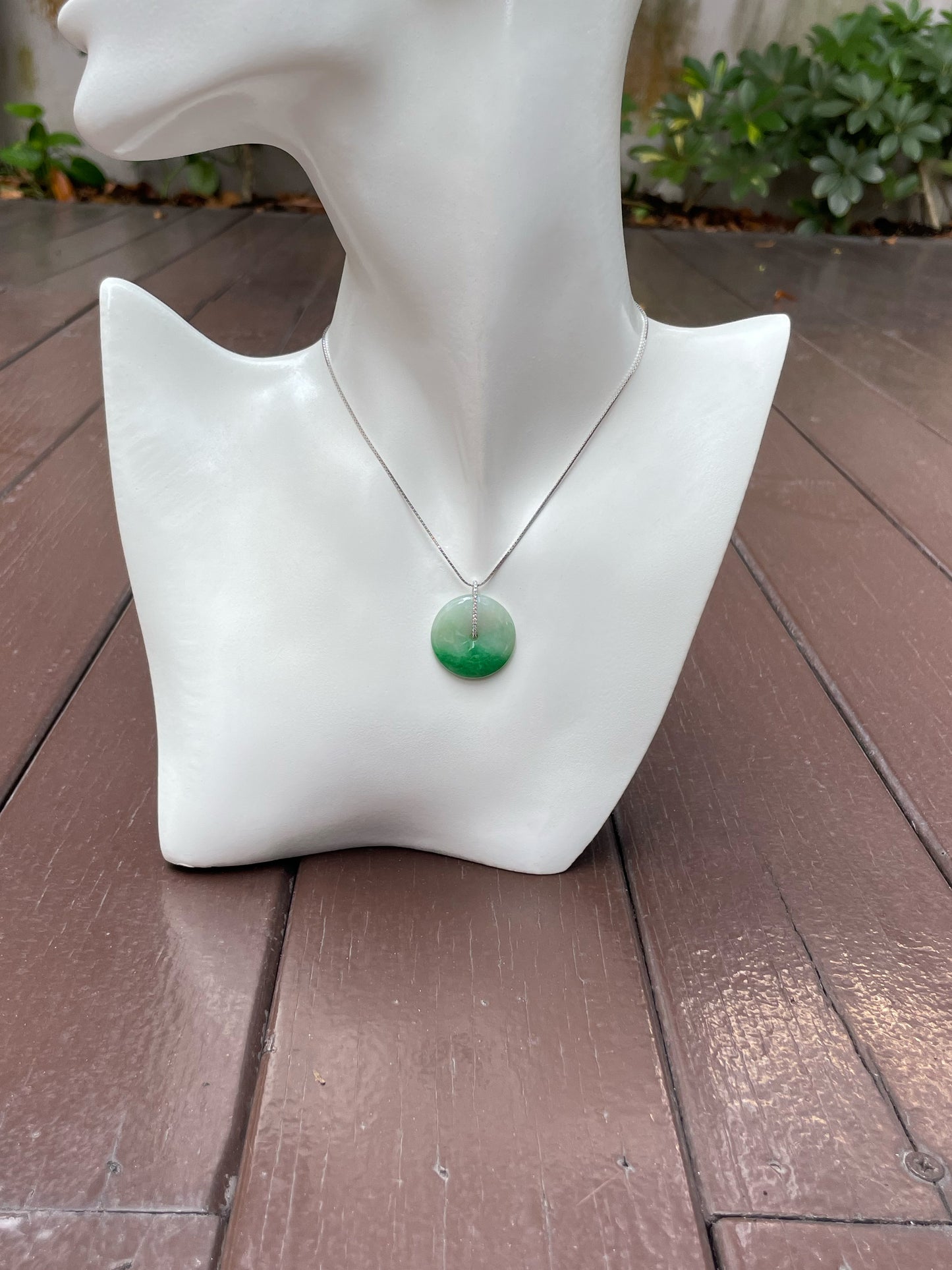 Green Jadeite Safety Coin Pendant - 平安扣 (NJP054)