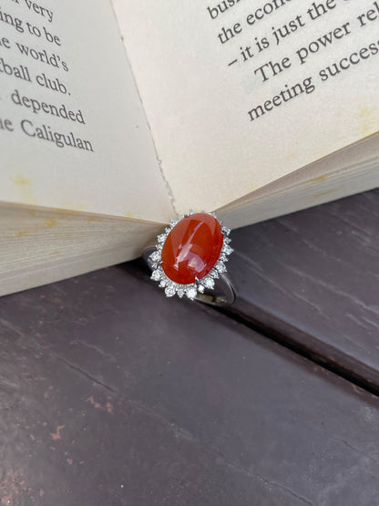 Red Jadeite Cabochon Ring (NJR004)