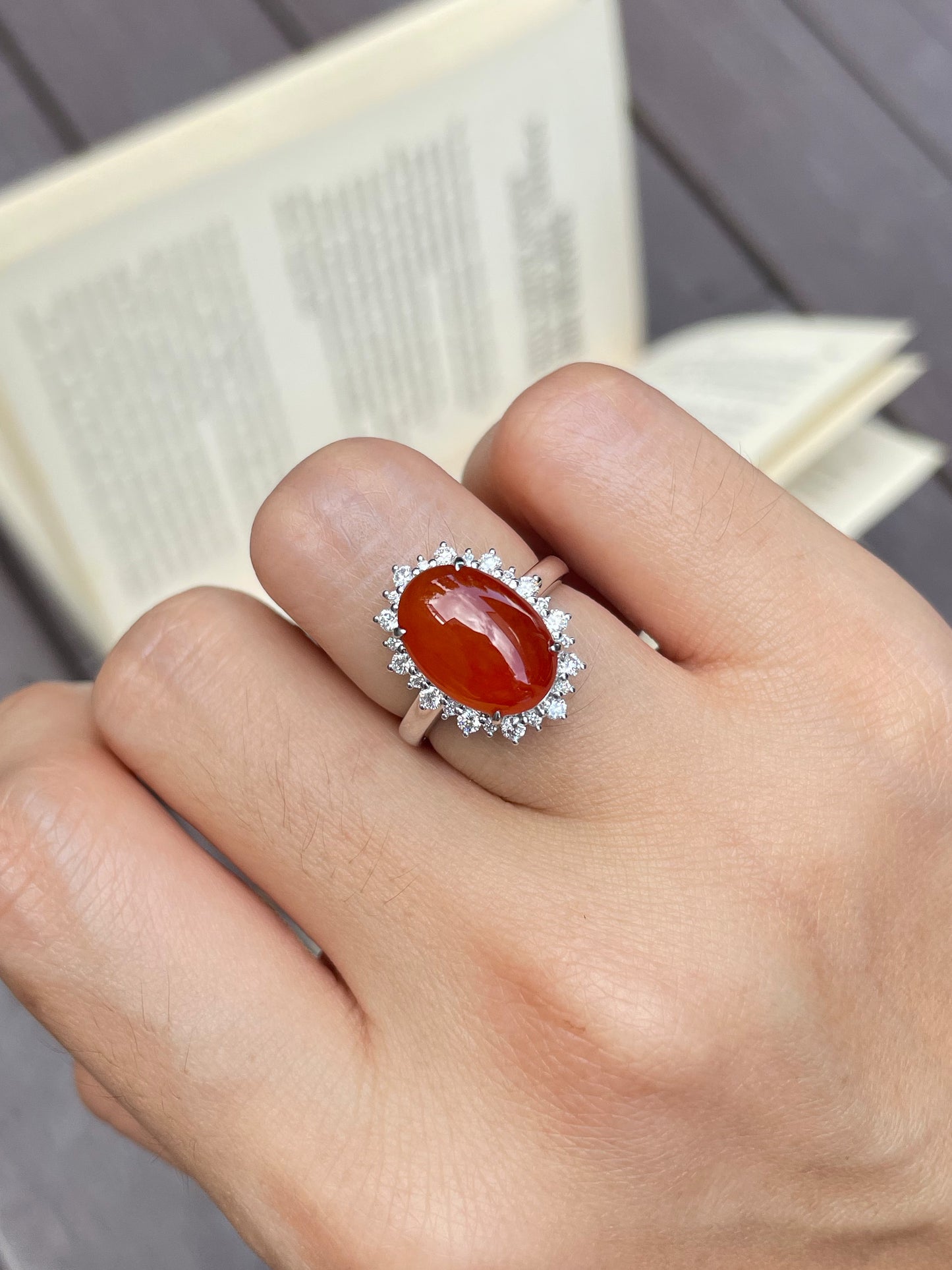 Red Jadeite Cabochon Ring (NJR004)