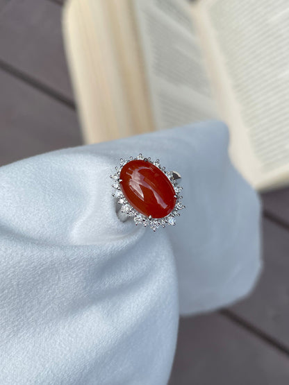 Red Jadeite Cabochon Ring (NJR004)