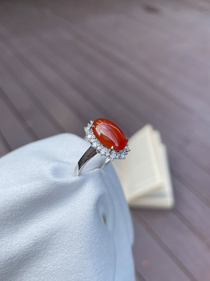 Red Jadeite Cabochon Ring (NJR004)