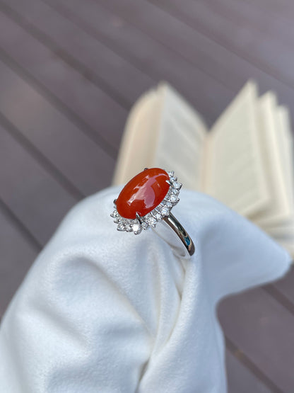 Red Jadeite Cabochon Ring (NJR004)