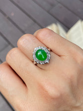 Load image into Gallery viewer, Green Jadeite Cabochon Ring (NJR005)
