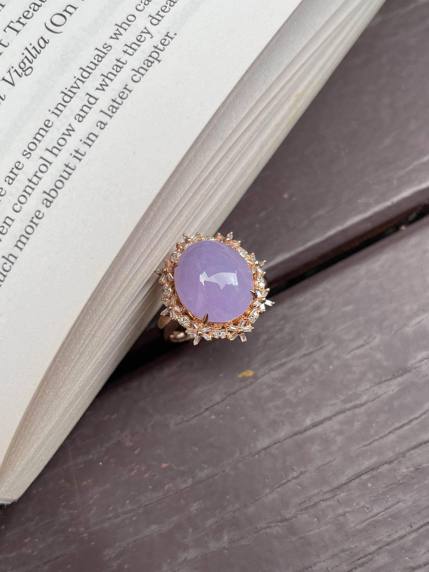 Lavender Jadeite Cabochon Ring (NJR011)