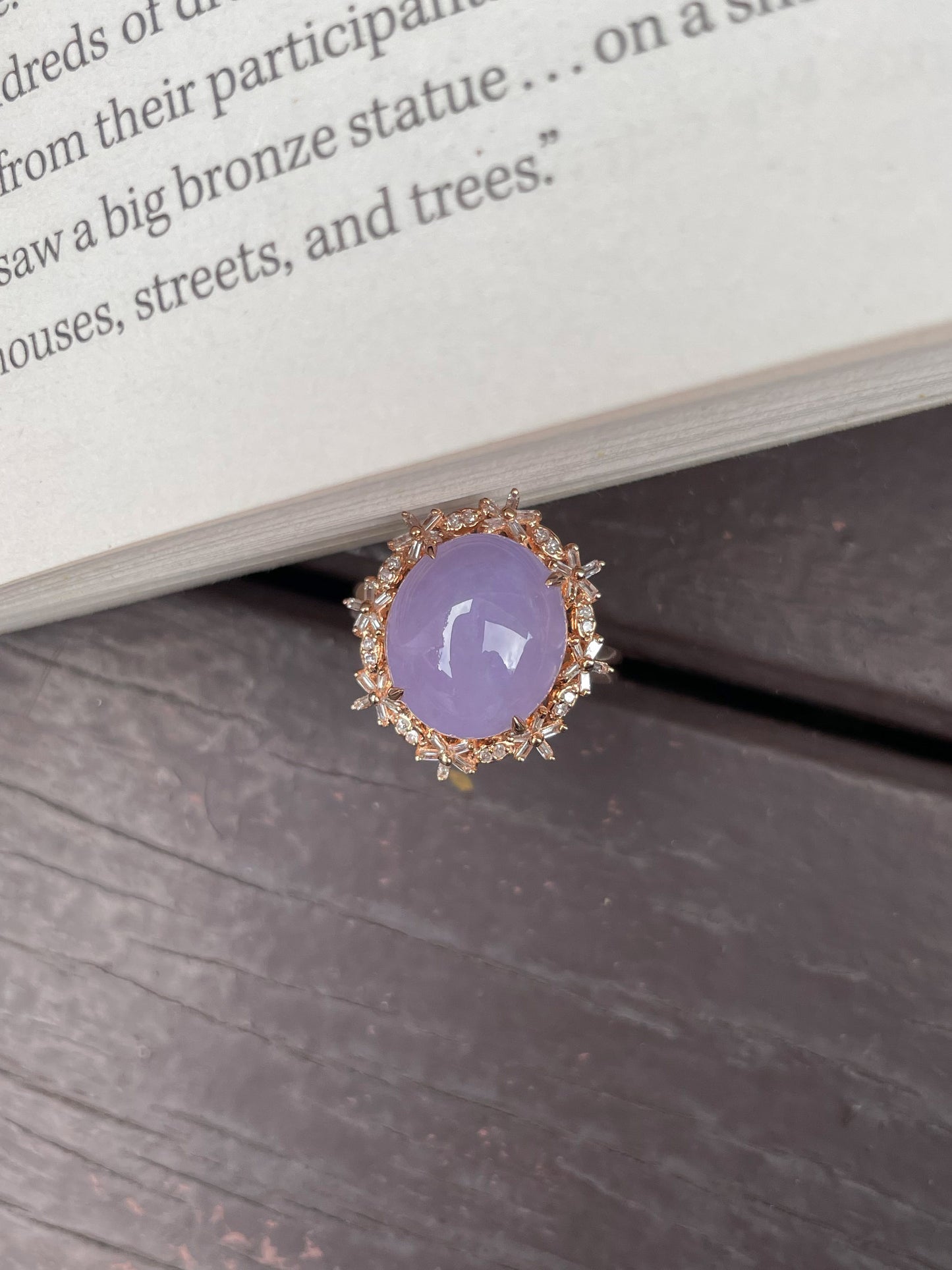 Lavender Jadeite Cabochon Ring (NJR011)