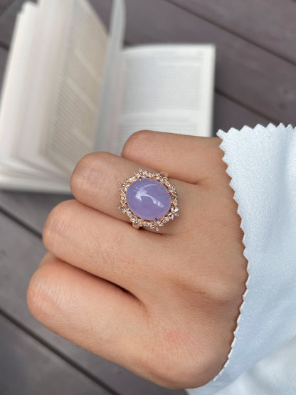 Lavender Jadeite Cabochon Ring (NJR011)