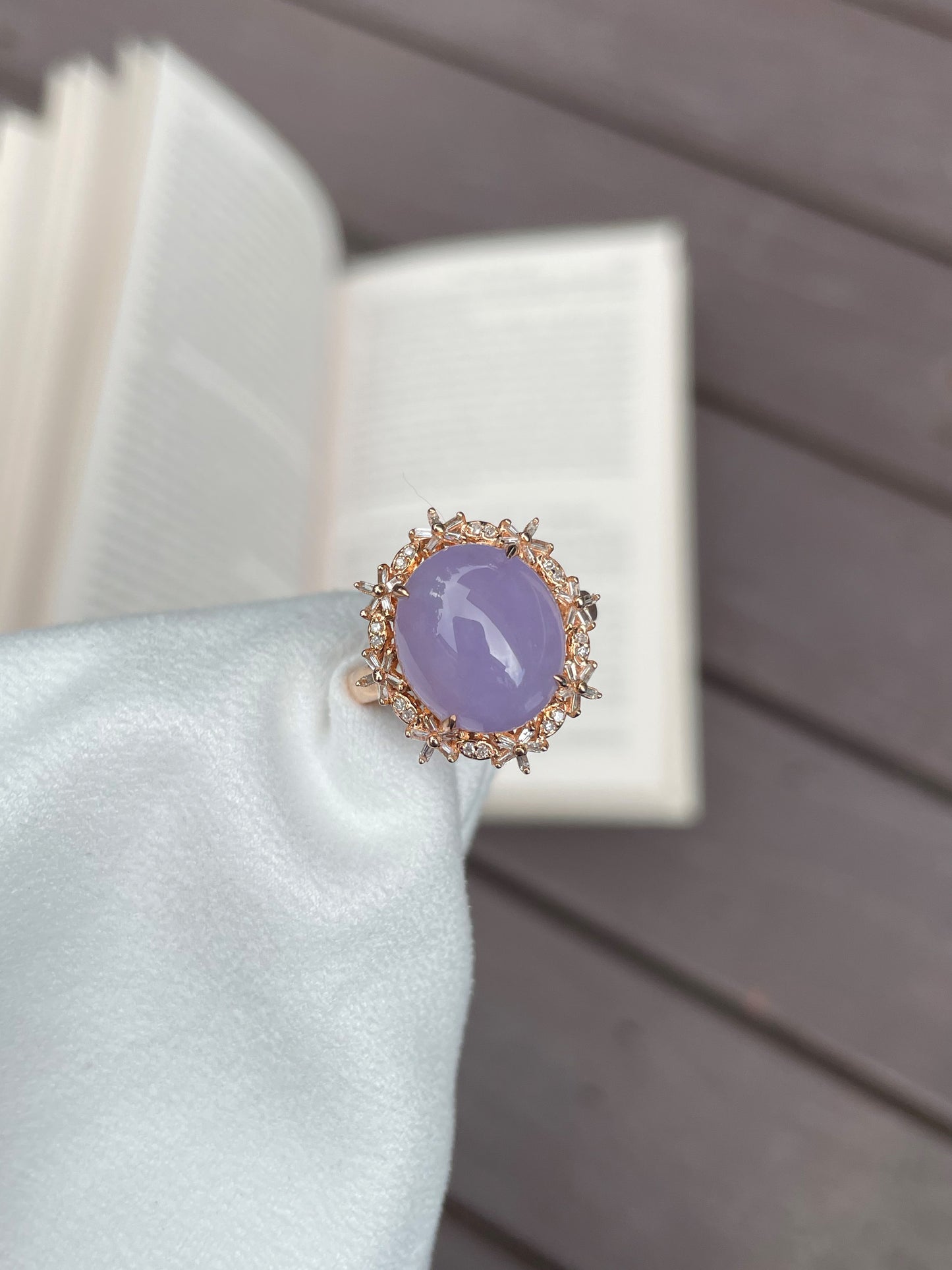 Lavender Jadeite Cabochon Ring (NJR011)