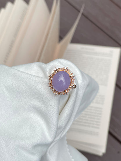 Lavender Jadeite Cabochon Ring (NJR011)